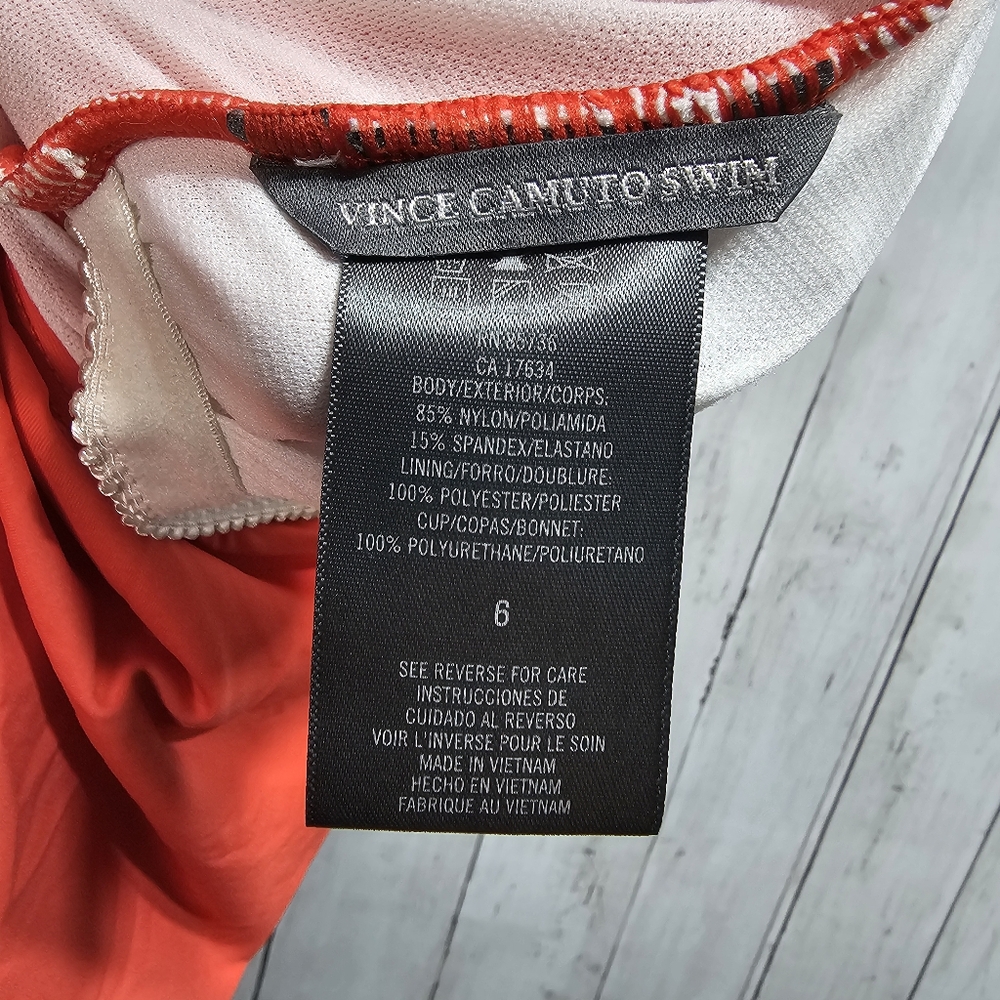 Vince Camuto Women's Orange One Piece Ruffle Sleeve Swimsuit Size 6. - Picture 6 of 6